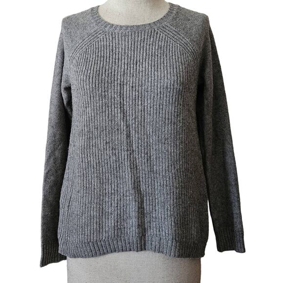 J Crew Merino Wool Blend Grey Sweater with Elbow Patches Size Small - Picture 1 of 7
